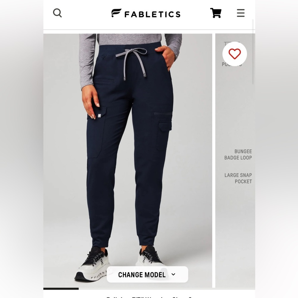 NWOT! Fabletics Navy Blue jogger scrub bottoms Size Large! Never worn!